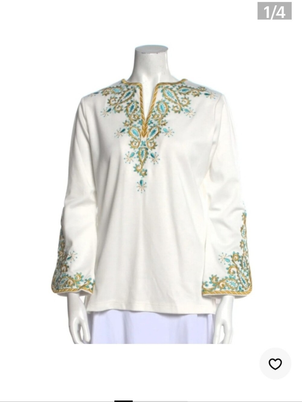 Bob Mackie Wearable Art V-Neck Three Quarter Sleeve Blouse NWT Size 1X